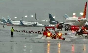 Planes submerged in water at Chennai airport