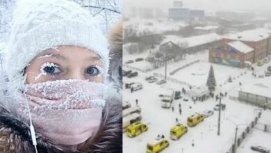 Extreme cold in the northern Russia