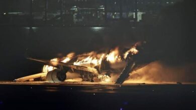 A passenger plane caught fire while landing in Japan