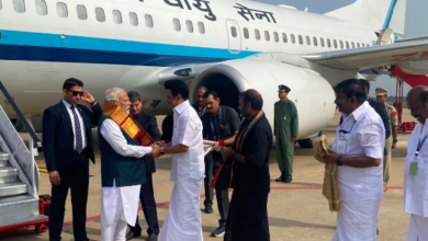 Chief Minister M.K.Stalin personally welcomed Prime Minister Modi on his arrival in Trichy