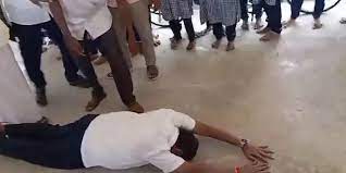 PMK MLA who fell on the feet of school students