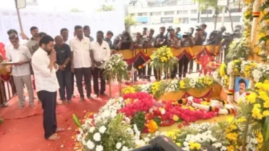 Surya paid homage at the Vijayakanth memorial at the DMDK office.